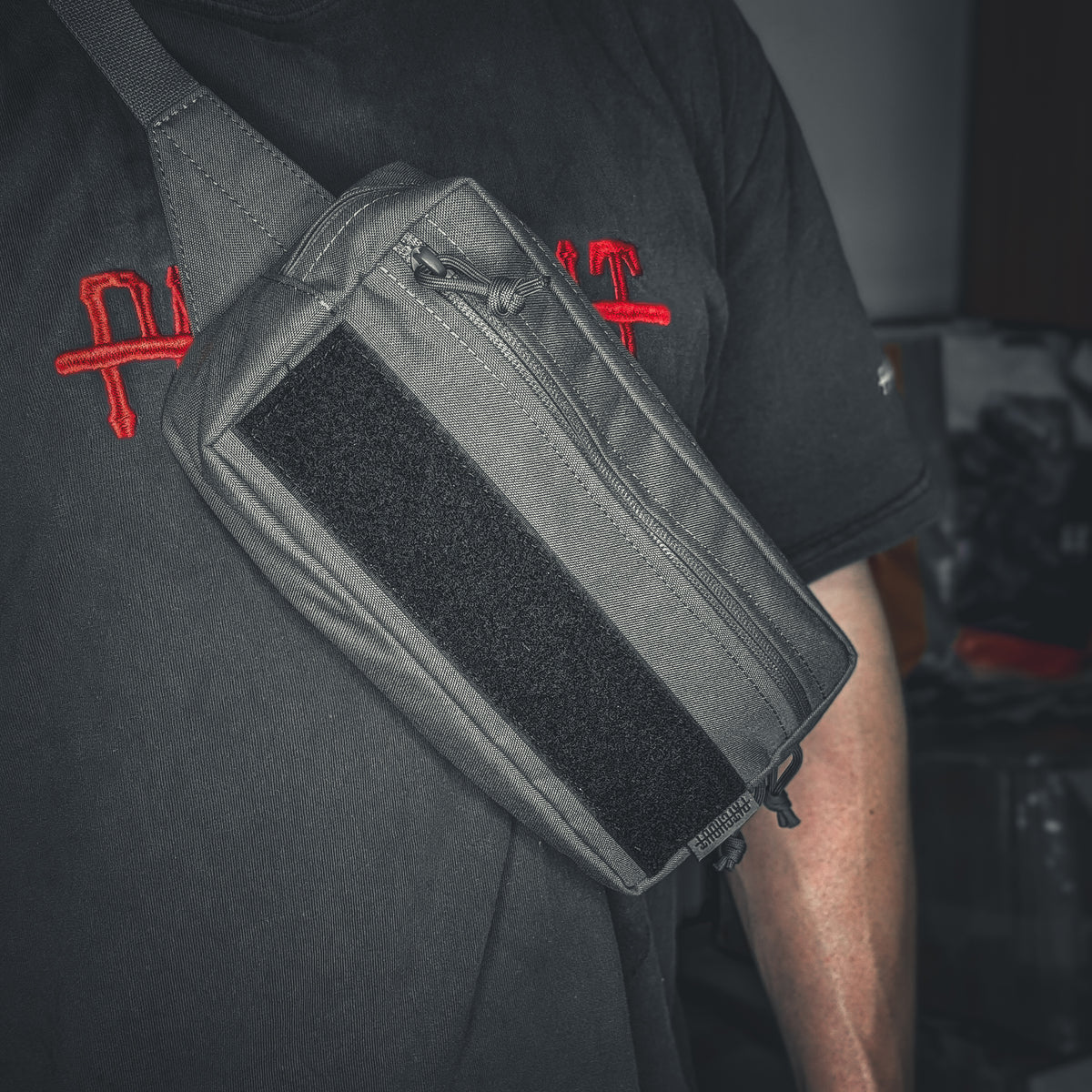 Cement Grey RFID-Protected Bum Bag, Patch Out