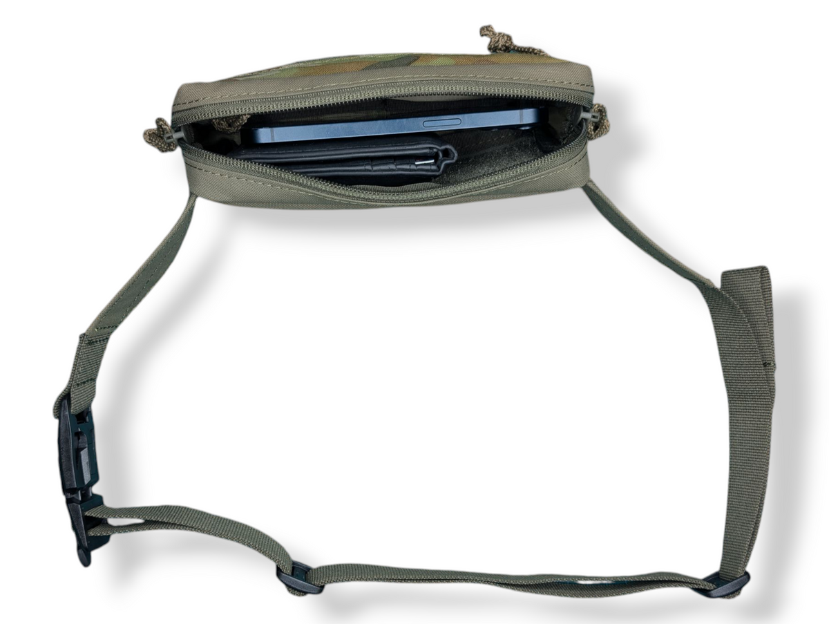 EDC Bum Bag - Ranger Green Australian Multicam everyday carry bag, Patch Out