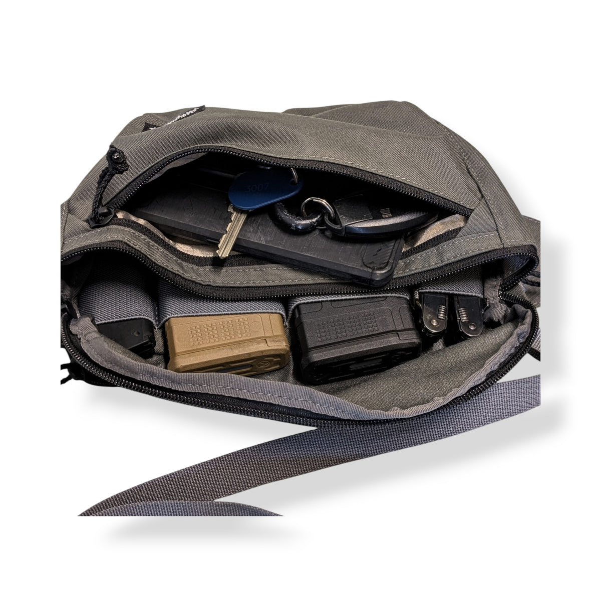 Concealed Carry Bum Bag - Grey, Patch Out