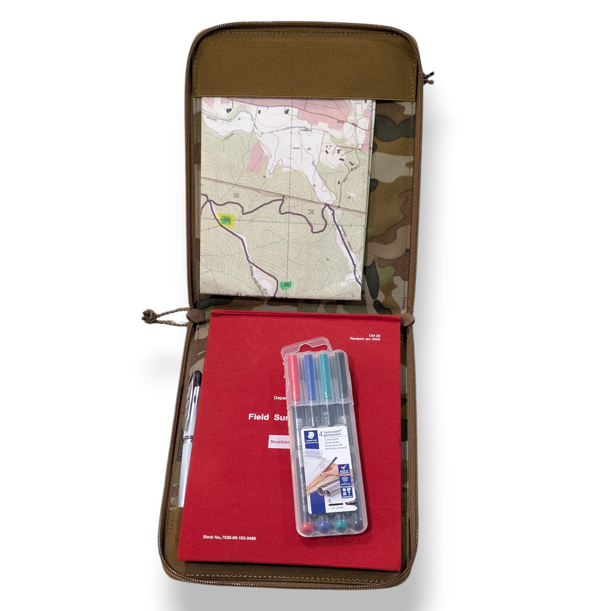 Op Log Book Holder - camouflaged observation post notebook cover, Patch Out