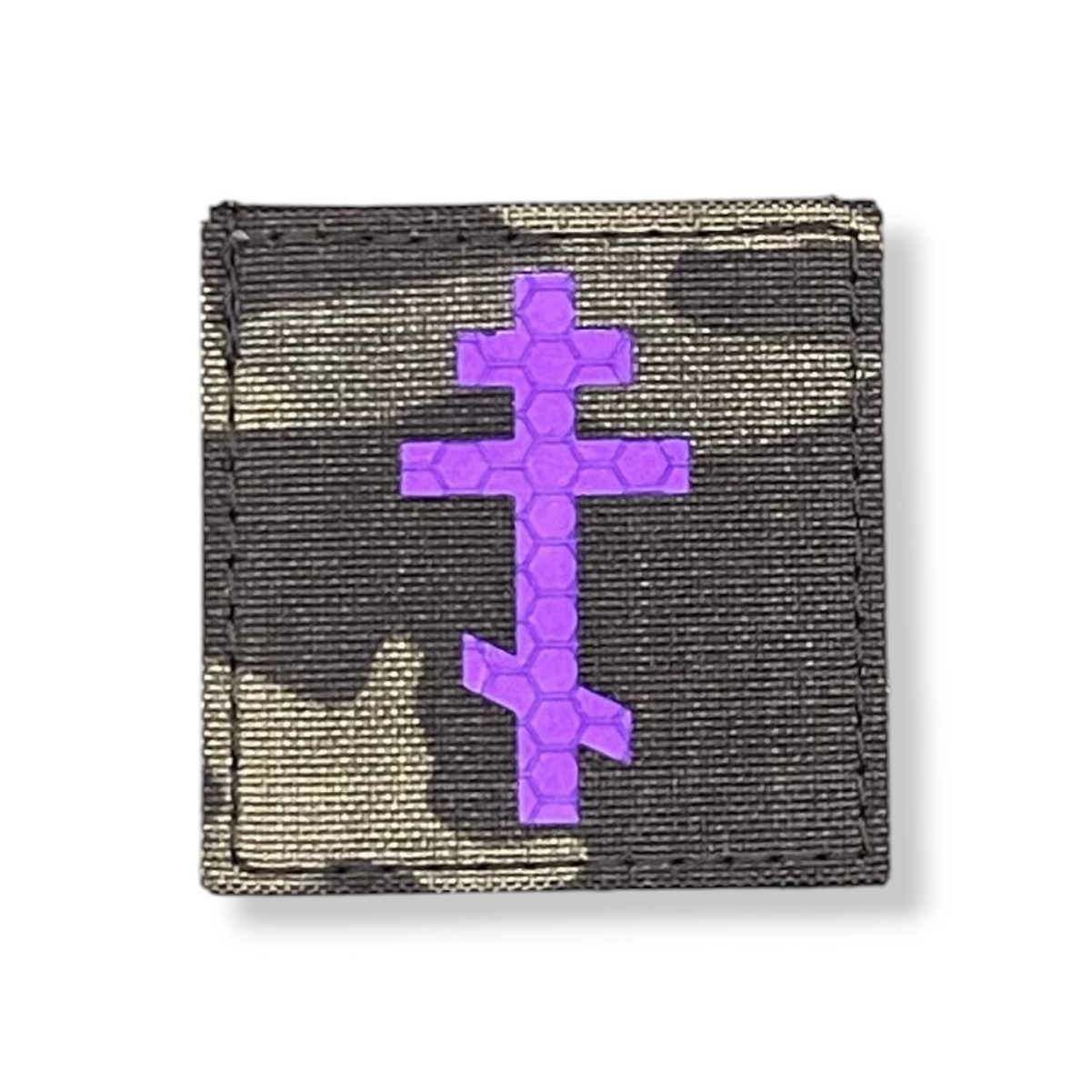 Orthodox cross patch with hook Velcro backing