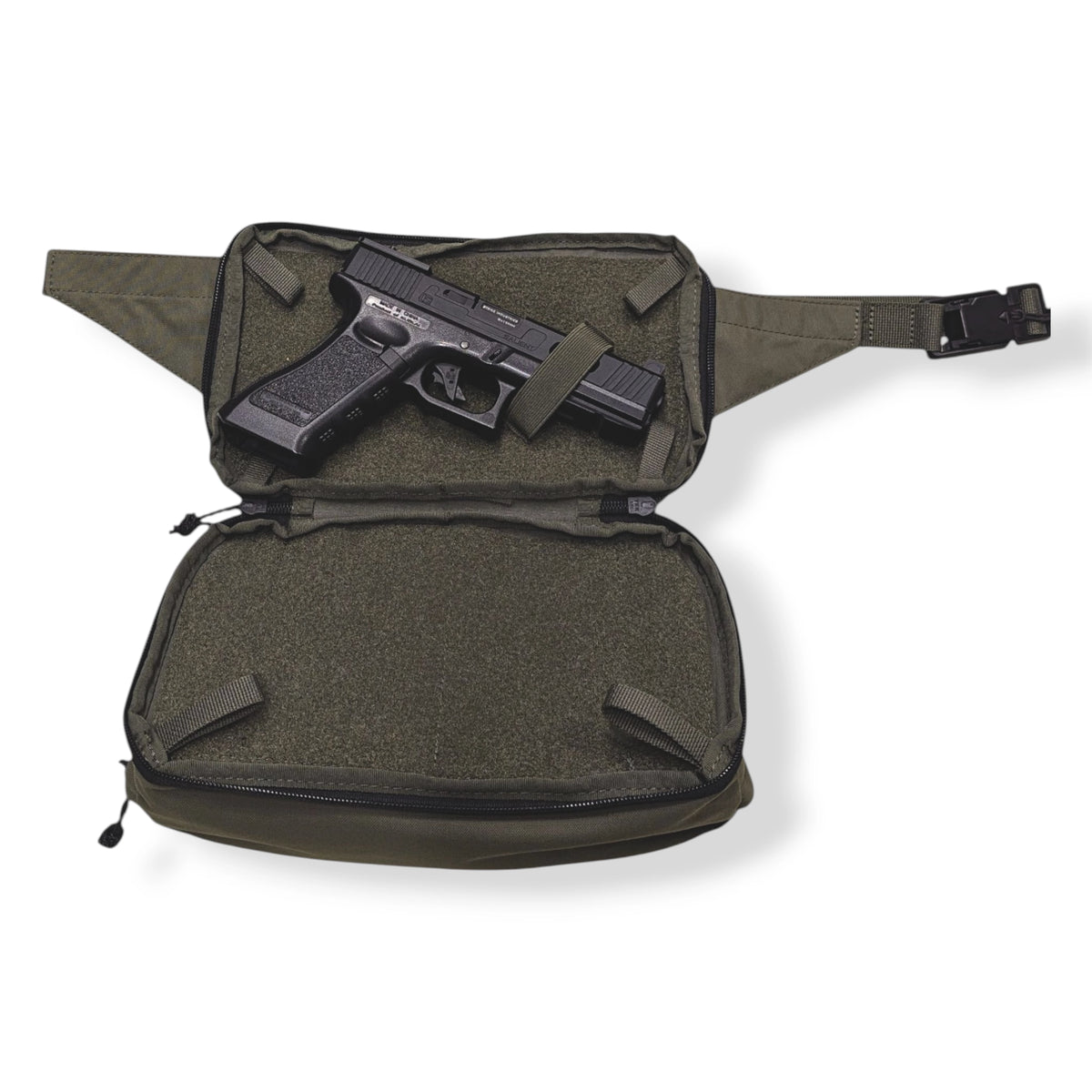 Concealed Carry Bum Bag - Ranger Green, Patch Out