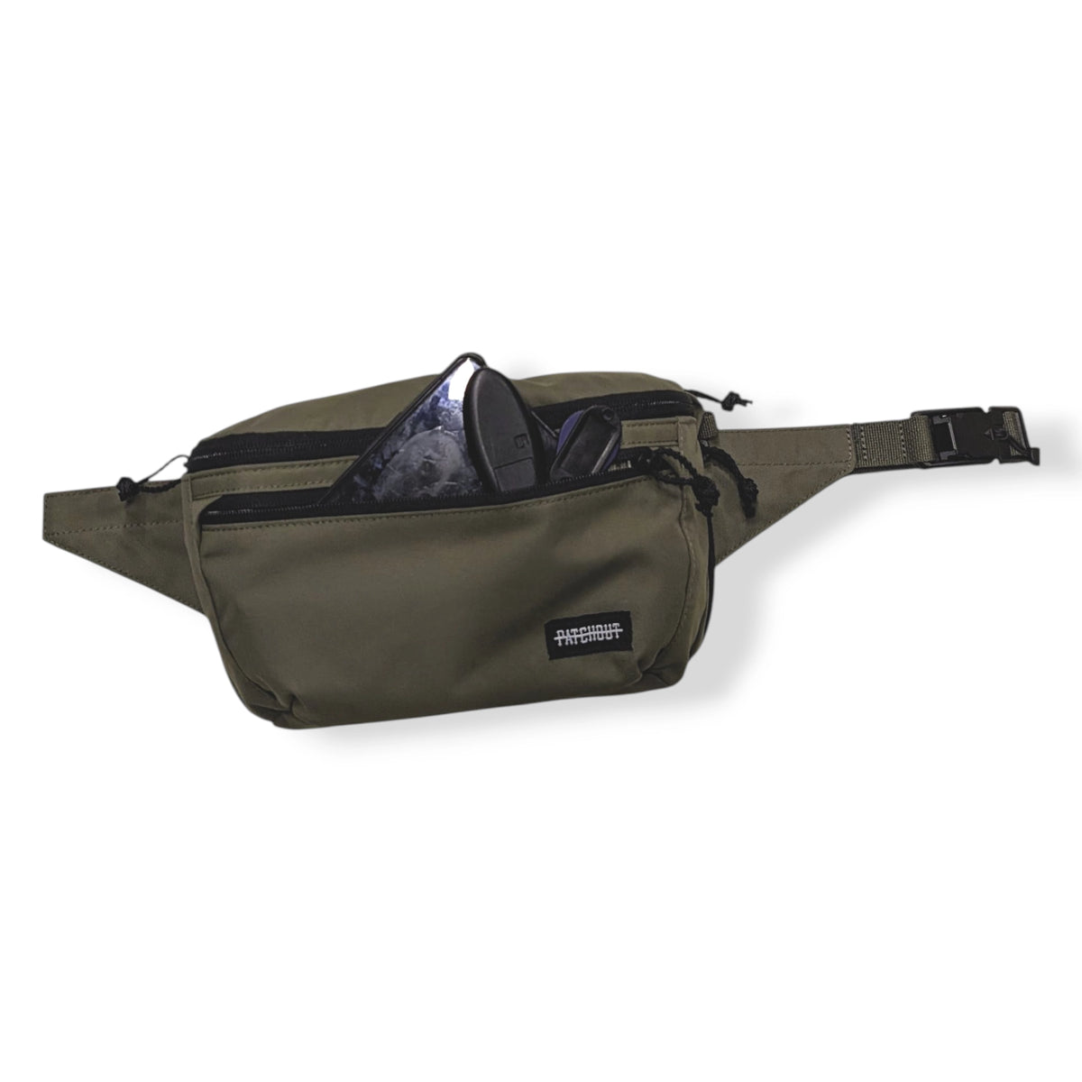 Concealed Carry Bum Bag - Ranger Green, Patch Out