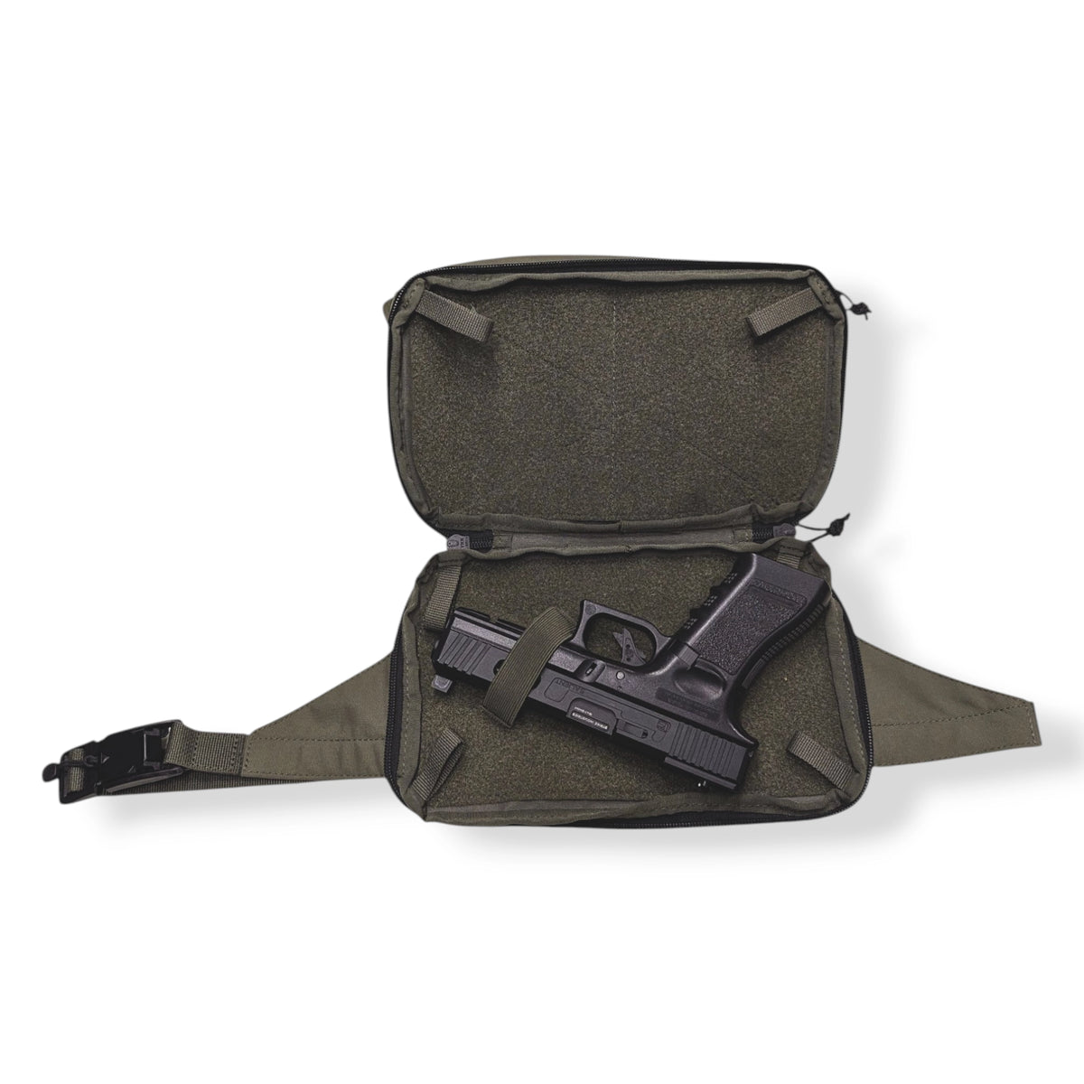 Concealed Carry Bum Bag - Ranger Green, Patch Out