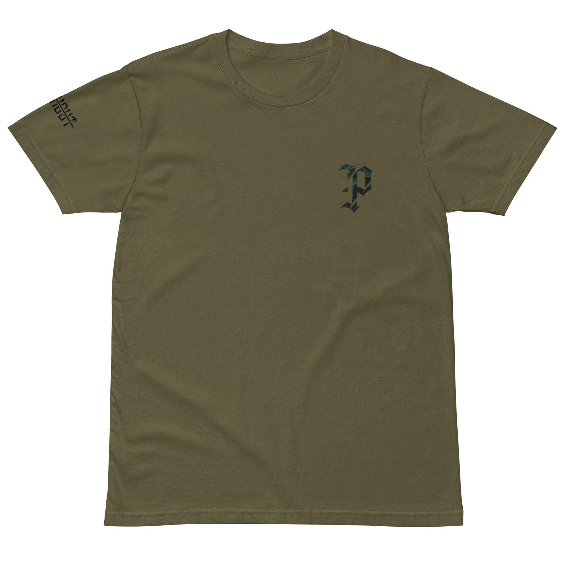 Patch Out Black Out tee in Army