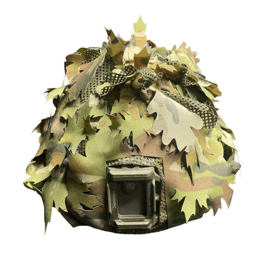 V2 Helmet Scrim - laser-cut 500D Cordura scrim with eucalyptus leaf pattern for Team Wendy Exfil helmets, Patch Out