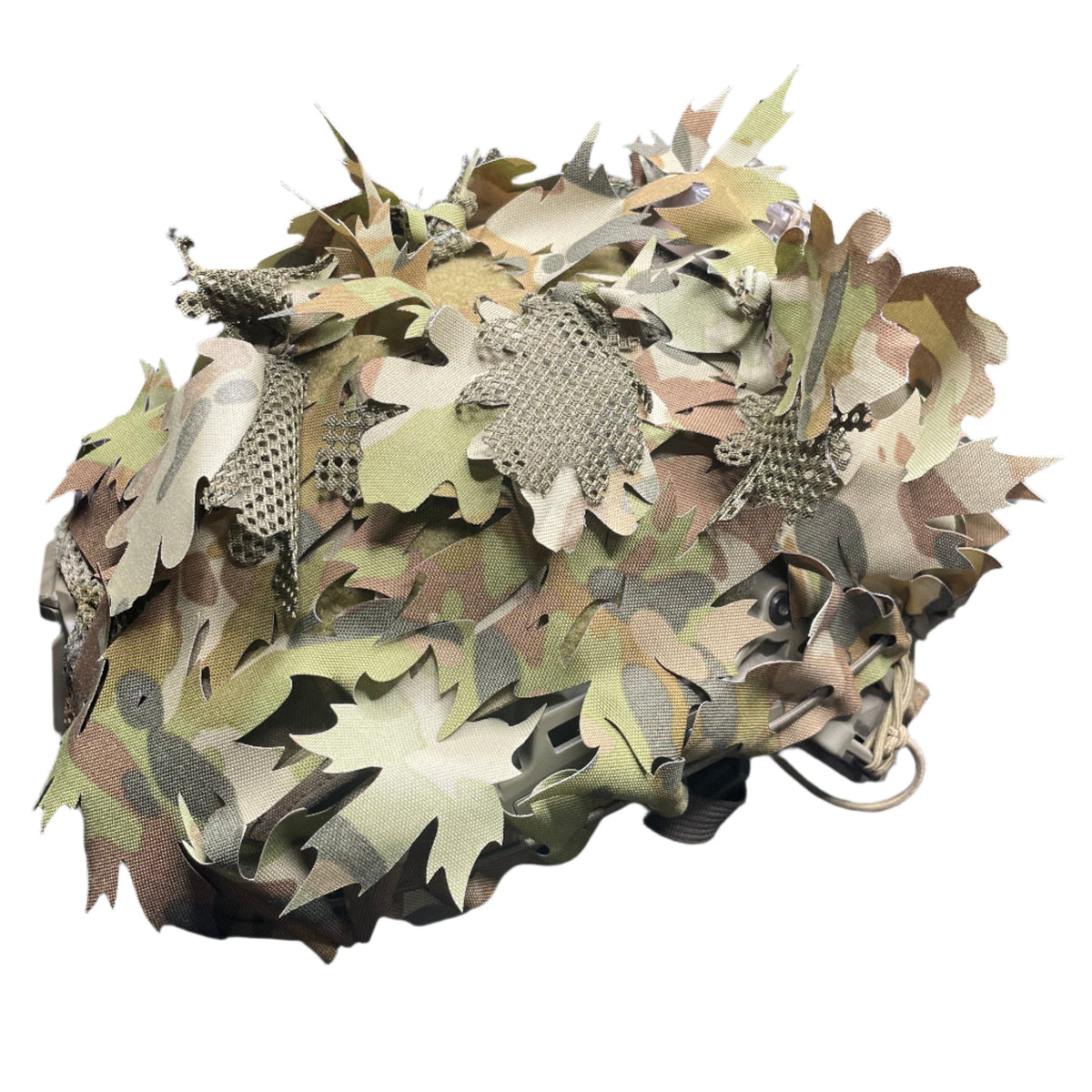 V2 Helmet Scrim - laser-cut 500D Cordura scrim with eucalyptus leaf pattern for Team Wendy Exfil helmets, Patch Out